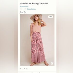 Anthropologie Red Floral Wide-Leg Pants